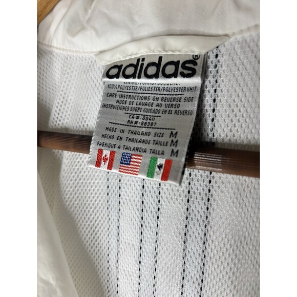 Adidas Windbreaker Jacket Mens M Colorblock White Blue Black Hooded Full Zip - Picture 5 of 16